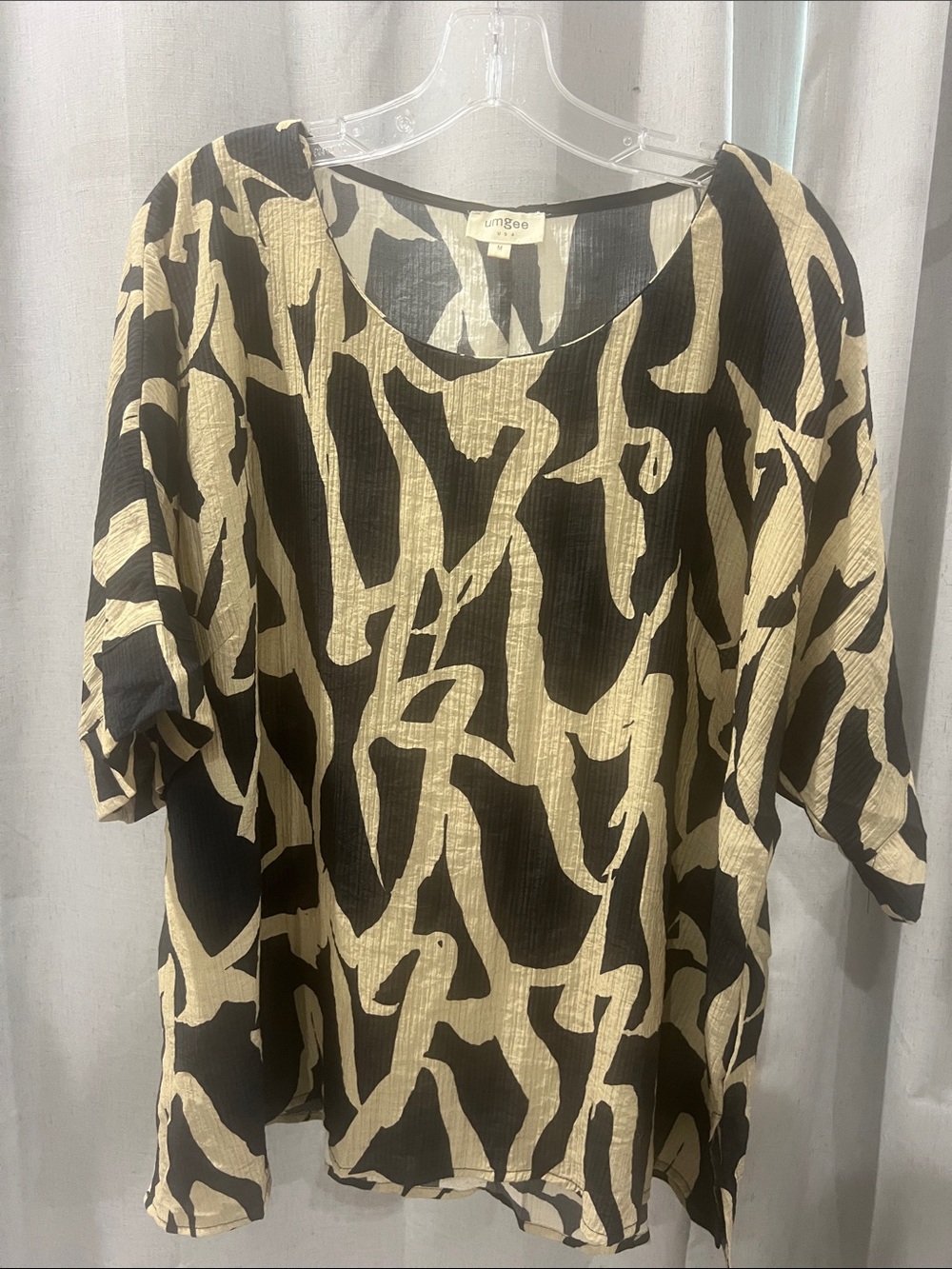 Umgee Black & Cream Abstract Short Sleeve Tee